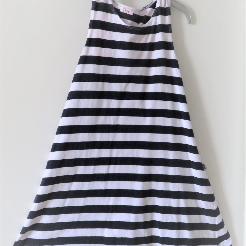 Il Gufo Black and White Striped A-Line Casual Dress